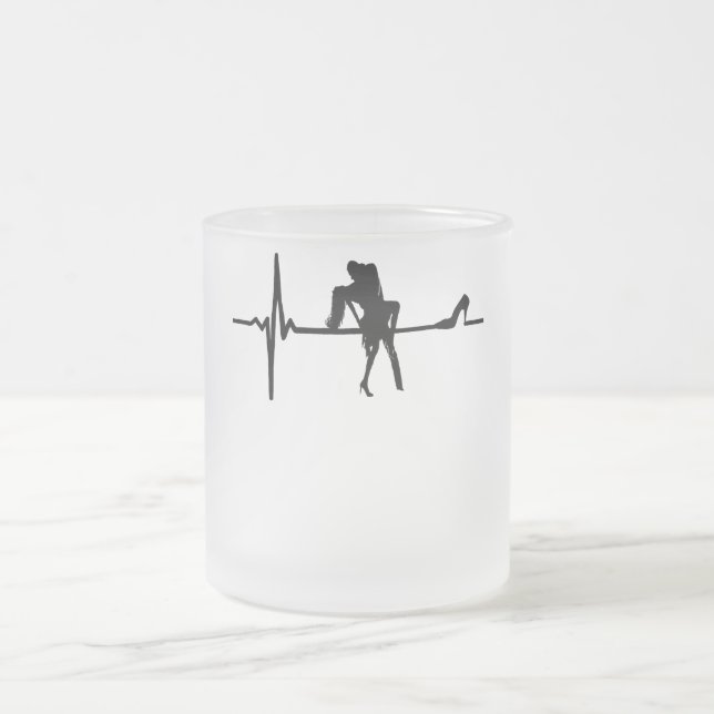 Caneca De Café Vidro Jateado Dance Heart Beat com Stiletto Ela (Centro)