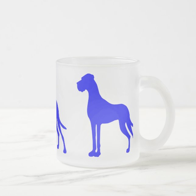 Caneca De Café Vidro Jateado Dane Grande Azul (Direita)