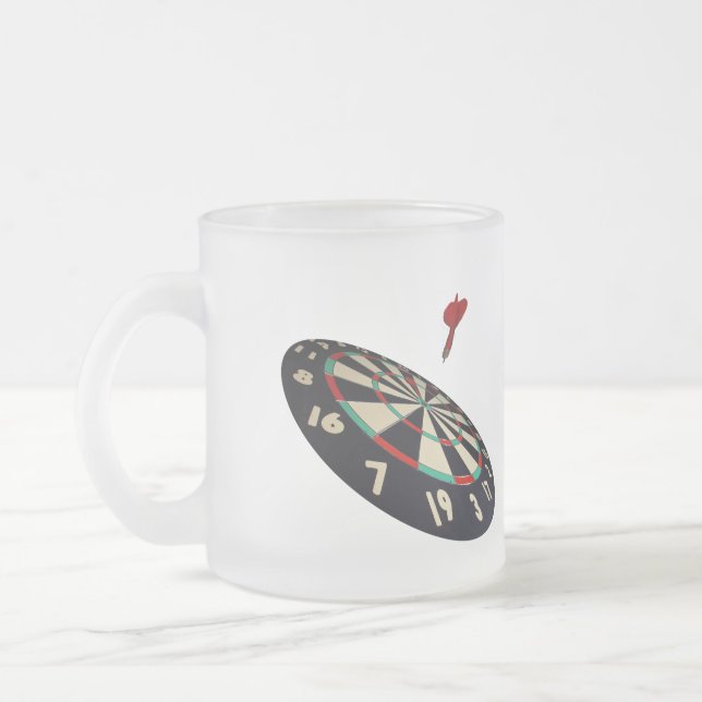 Caneca De Café Vidro Jateado Dart Em Voo Para Bullseye, (Esquerda)