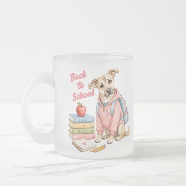 Caneca De Café Vidro Jateado De Volta às Aulas com Lina (Esquerda)