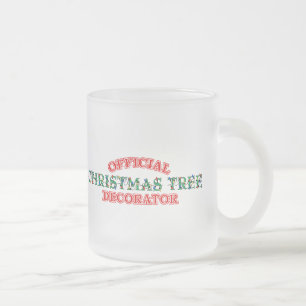 Caneca De Café Vidro Jateado Decorador oficial da árvore de Natal (vermelho)