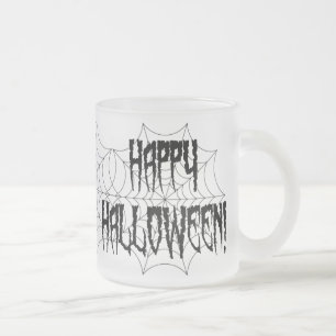 Caneca De Café Vidro Jateado Dedos de aranha e web do Halloween