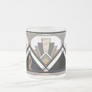 Caneca De Café Vidro Jateado Delícia Art Déco Padrão Personalizado Inicial