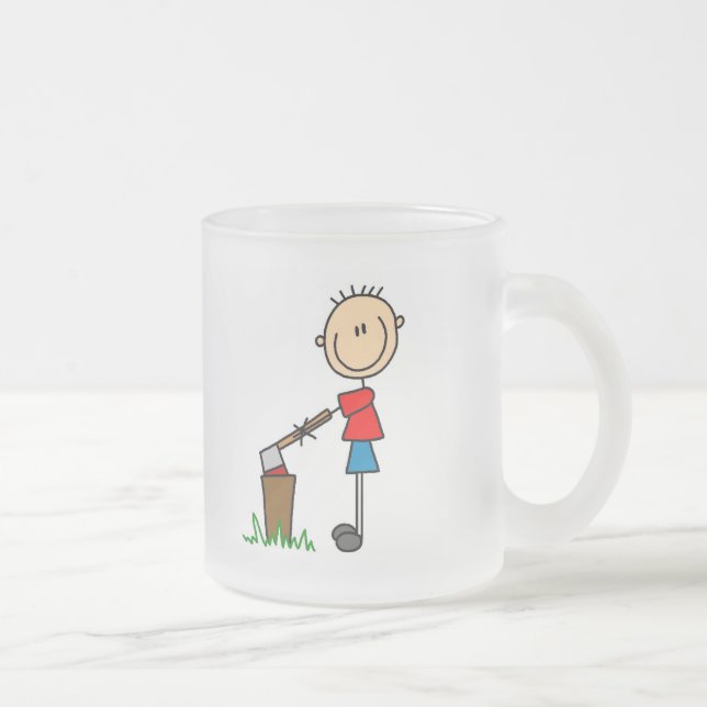 Caneca De Café Vidro Jateado Desbastando a figura de madeira camiseta e (Direita)
