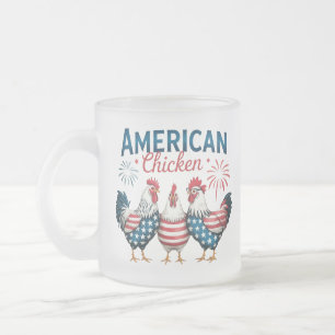 Caneca De Café Vidro Jateado Desenho Patriótico Americano de Frango de 4 de Jul