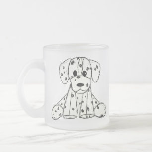 Caneca De Café Vidro Jateado Desenho simples de um cão dalmata de pelúcia em pr