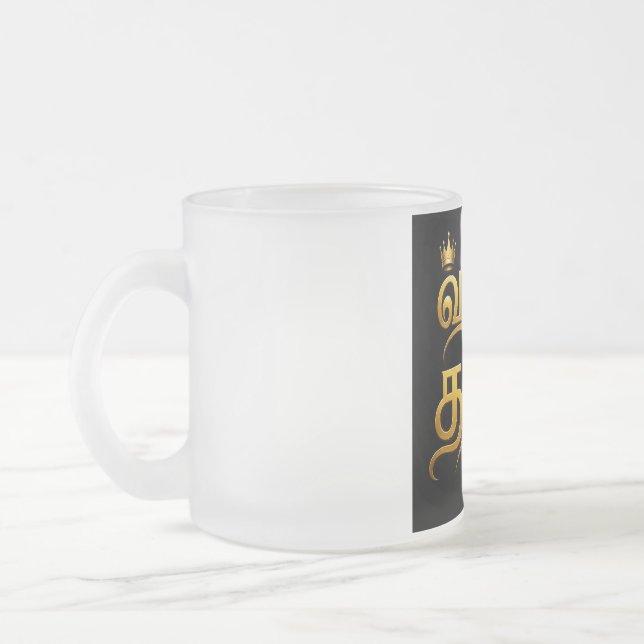 CANECA DE CAFÉ VIDRO JATEADO DESENHO TAMIL (Esquerda)