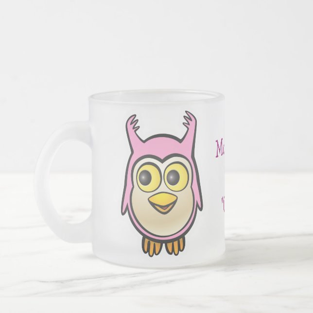 Caneca De Café Vidro Jateado Desenhos animados cor-de-rosa bonitos (Esquerda)