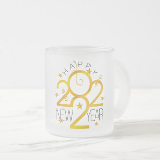 Caneca De Café Vidro Jateado design 2022 com Estrela Dourada