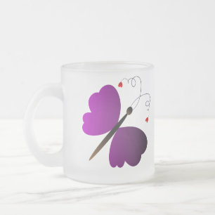 Caneca De Café Vidro Jateado Design bonito das borboletas do verão