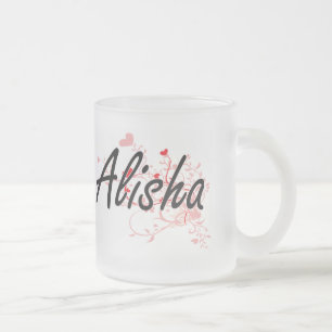Caneca De Café Vidro Jateado Design conhecido artístico de Alisha com coraçõ