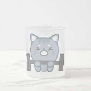 Caneca De Café Vidro Jateado design de adoradores de ginástica de gato fofo d
