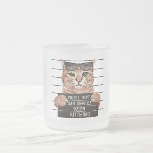 Caneca De Café Vidro Jateado design de gato fofo design para gatos amantes