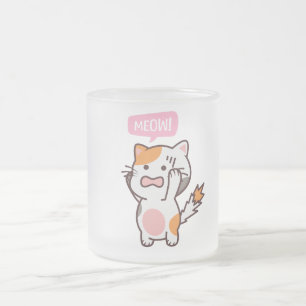Caneca De Café Vidro Jateado design de gato giro frustrado comprar agora