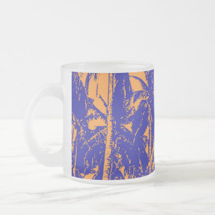 Caneca De Café Vidro Jateado Design de Silhueta de Palmeiras Tropicais