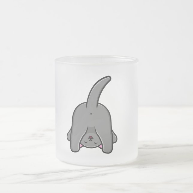 CANECA DE CAFÉ VIDRO JATEADO DESIGN NAUGHTY CAT BACK (Centro)