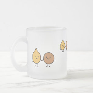 Caneca De Café Vidro Jateado Design Vegan Engraçado com 2 Feijões Fofos