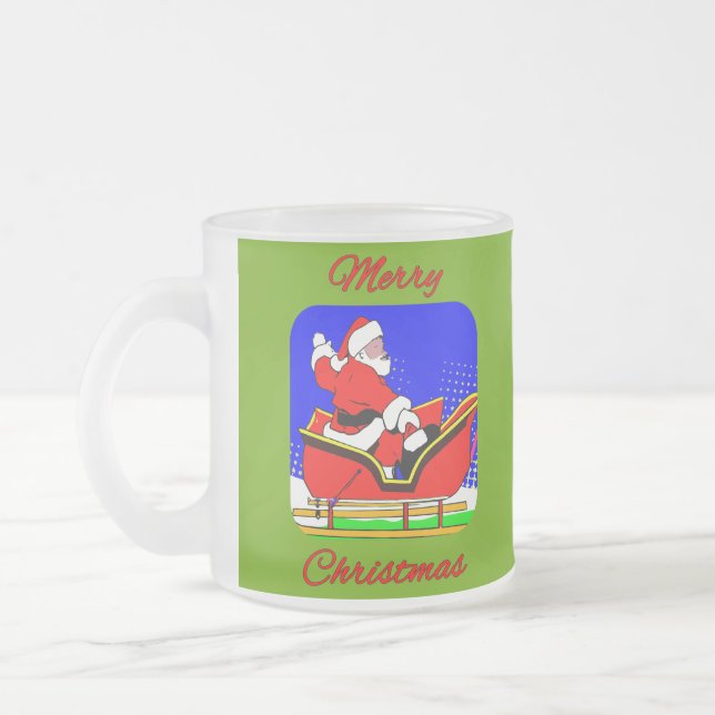 Caneca De Café Vidro Jateado Dessin Pop art - Père Noël sur son traineau (Esquerda)