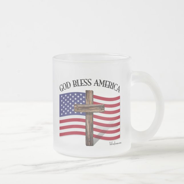 CANECA DE CAFÉ VIDRO JATEADO DEUS ABENÇOE A AMÉRICA (Direita)
