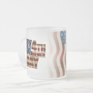 Caneca De Café Vidro Jateado Dia 4 de julho da Independência nos EUA