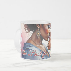 Caneca De Café Vidro Jateado Dia das Mães Arte de Amor em Aquarela Africana