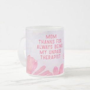 Caneca De Café Vidro Jateado Dia das Mães Floral Divertido Terapeuta Não Pago M