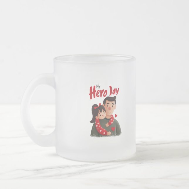 Caneca De Café Vidro Jateado Dia de os pais Herói (Esquerda)