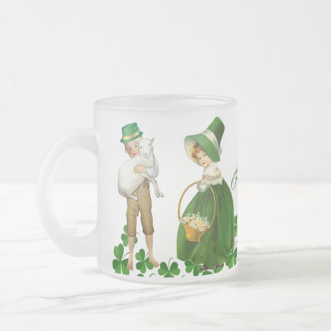 Caneca De Café Vidro Jateado Dia de São Patrício Feliz, Garota Menina, Vestido (Esquerda)