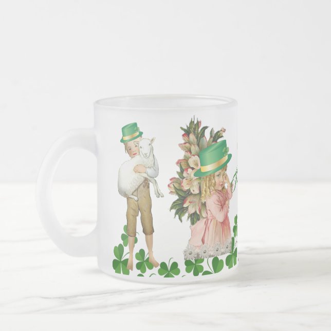 Caneca De Café Vidro Jateado Dia de São Patrício Feliz, Garota Menina, Vestido (Esquerda)