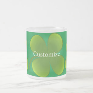 Caneca De Café Vidro Jateado Dia de São Patrício Shamrock verde