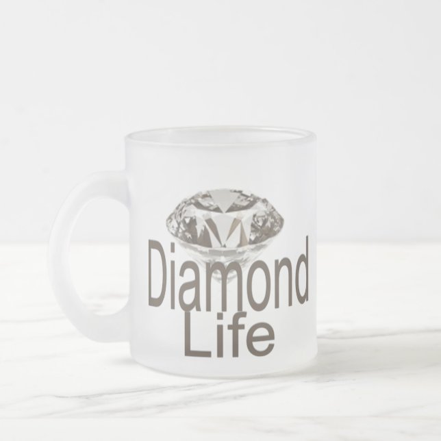 Caneca De Café Vidro Jateado Diamond Life (Esquerda)