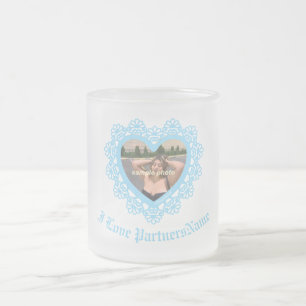 Caneca De Café Vidro Jateado Dingus Heart Lace Frame Mug