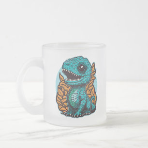 Caneca De Café Vidro Jateado Dinossauro Bebê