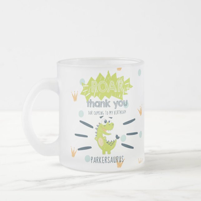 Caneca De Café Vidro Jateado Dinossauro Verde da ROAR Favorito de Aniversário P (Esquerda)