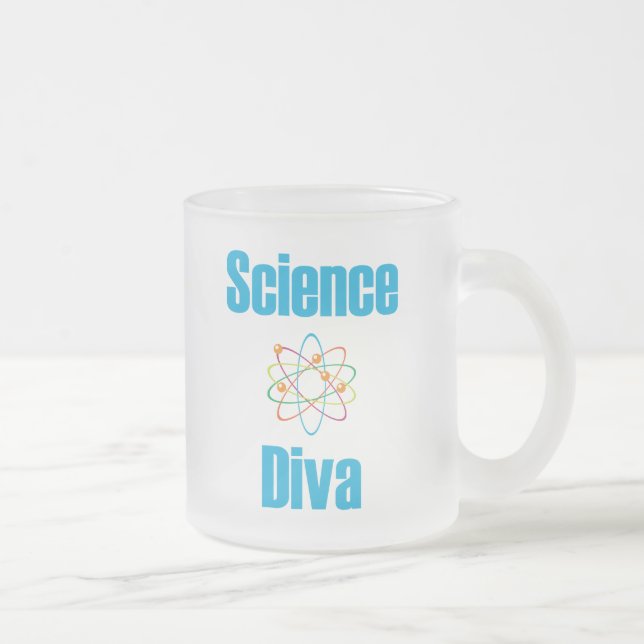 Caneca De Café Vidro Jateado Diva atômica da ciência (Direita)