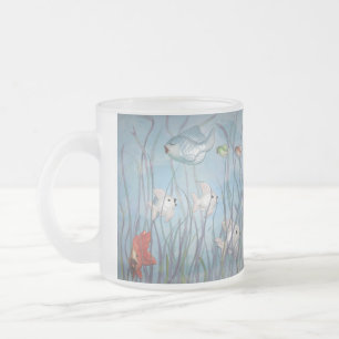 Caneca De Café Vidro Jateado diversão com peixe chalkware