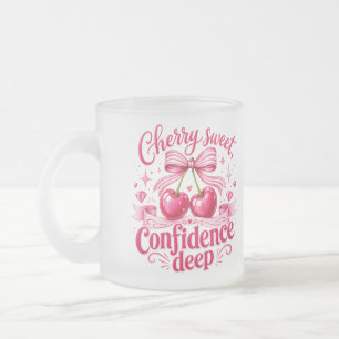 Caneca De Café Vidro Jateado Doce Confiança Cereja Rosa Profundo Coquete Citaçã