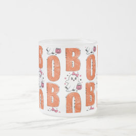 Caneca De Café Vidro Jateado Doce Desenho de Fantasma Kawaii “Boo” para Hallowe