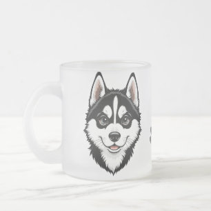 Caneca De Café Vidro Jateado Doce Siberian Husky Puppy