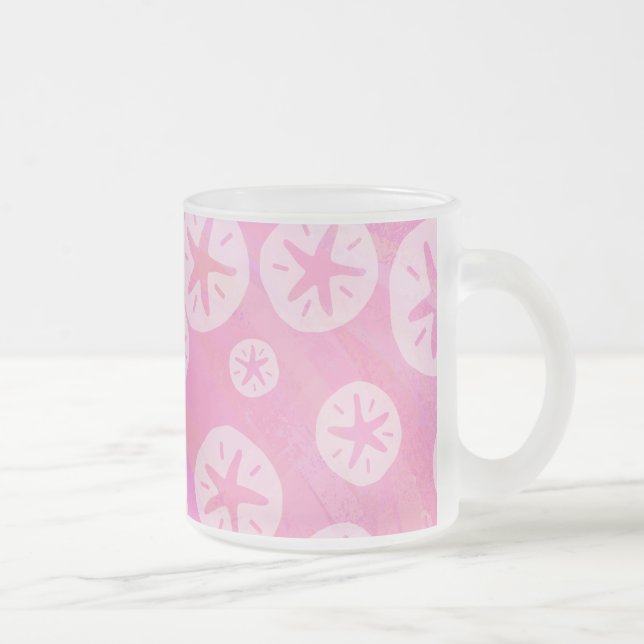 Caneca De Café Vidro Jateado Dólar de areia branco e rosa (Direita)
