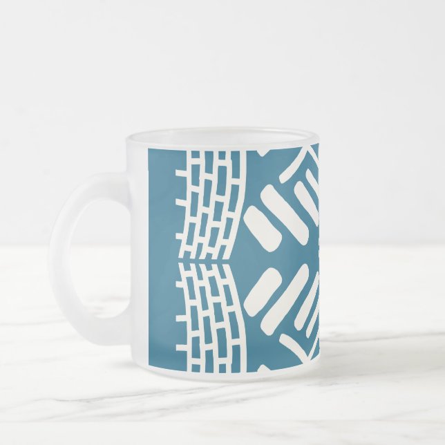 Caneca De Café Vidro Jateado Doodle moderno abstrato branco verde (Esquerda)