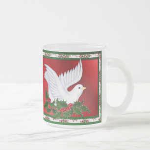 Caneca De Café Vidro Jateado Dove e Holly