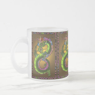 Caneca De Café Vidro Jateado Dragão Chinês