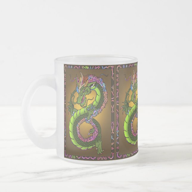 Caneca De Café Vidro Jateado Dragão Chinês (Esquerda)