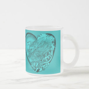 Caneca De Café Vidro Jateado Dragão Heart