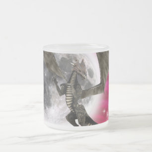 Caneca De Café Vidro Jateado Dragão Negro - Criatura Fantástica Mítica Céu Verm