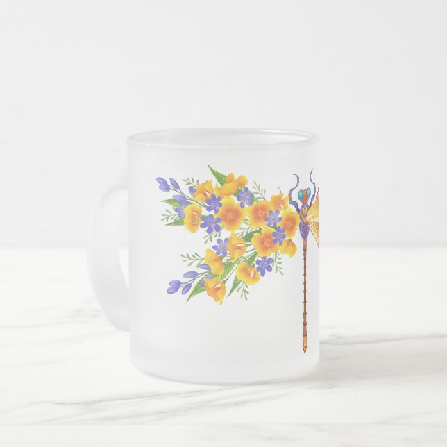 Caneca De Café Vidro Jateado Dragonfly Amarelo (Frente Esquerda)