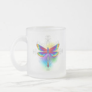 Caneca De Café Vidro Jateado Dragonfly Poligonal