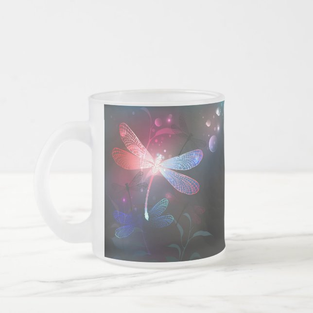Caneca De Café Vidro Jateado Dragonfly vermelha (Esquerda)