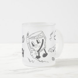 Caneca De Café Vidro Jateado Drink & Sketch (black and white)